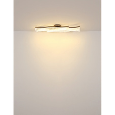 Stropní svítidlo, matný zlatý kov, čiré akrylové křišťály, DxŠxV: 1080x180x130mm, včetně LED 35W 230V, zdroj 4480lm, výkon 1560lm, 3200K