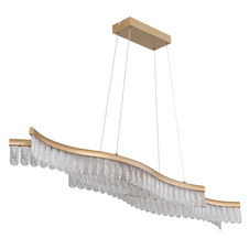 Závěsné svítidlo, kov zlatý matný, čiré akrylové křišťály, výškově nastavitelné, DxŠxV: 1080x180x1350mm, včetně LED 35W 230V, zdroj 4480lm, výkon 1560lm, 3200K