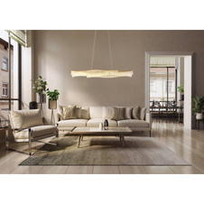 Závěsné svítidlo, kov zlatý matný, čiré akrylové křišťály, výškově nastavitelné, DxŠxV: 1080x180x1350mm, včetně LED 35W 230V, zdroj 4480lm, výkon 1560lm, 3200K