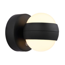 Nástěnné svítidlo, plast černý a bílý, černý PVC kabel 1000 mm, dotykové zapnutí/vypnutí/stmívač, bez adaptéru, USB-A - USB-C, svítí nahoru/dolů, nabíjí se cca 4 h, svítí cca 6 h, svítí při nabíjení, magnet, ø: 100 mm, V: 125 mm, LED 1,4W 90lm 3000K