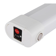Světlo pod skříňku, bílý plast, bílý PVC kabel 300mm, tlačítko a krokový spínač, bez adaptéru, USB-A - USB-C, magnet, nabíjí se cca 4h, svítí cca 2h, svítí během nabíjení, DxŠxV: 186x25x40mm, LED 2W 230V, výkon 122lm, CCT3000/4000/7000K