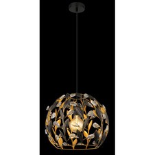 Závěsné svítidlo, černý matný kov, zlatý kov, černá patina, čiré akrylové krystaly, černý PVC kabel, ø: 400mm, V: 1500mm, bez žárovky 1xE27, max. 40W 230V