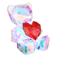 Stolní lampa, plast čirý a červený, křišťálový efekt, dotykový vypínač a stmívač, bez adaptéru, včetně kabelu USB, USB-C, doba nabíjení cca 3 hodiny a doba svícení cca 6 hodin, svítí během nabíjení, DxŠxV:140x130x170mm, LED 0,5W 3V, 3500K