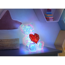 Stolní lampa, plast čirý a červený, křišťálový efekt, dotykový vypínač a stmívač, bez adaptéru, včetně kabelu USB, USB-C, doba nabíjení cca 3 hodiny a doba svícení cca 6 hodin, svítí během nabíjení, DxŠxV:140x130x170mm, LED 0,5W 3V, 3500K