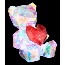 Stolní lampa, plast čirý a červený, křišťálový efekt, dotykový vypínač a stmívač, bez adaptéru, včetně kabelu USB, USB-C, doba nabíjení cca 3 hodiny a doba svícení cca 6 hodin, svítí během nabíjení, DxŠxV:140x130x170mm, LED 0,5W 3V, 3500K