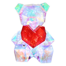 Stolní lampa, plast čirý a červený, křišťálový efekt, dotykový vypínač a stmívač, bez adaptéru, včetně kabelu USB, USB-C, doba nabíjení cca 3 hodiny a doba svícení cca 6 hodin, svítí během nabíjení, DxŠxV:140x130x170mm, LED 0,5W 3V, 3500K