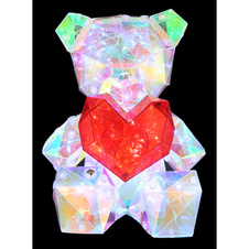 Stolní lampa, plast čirý a červený, křišťálový efekt, dotykový vypínač a stmívač, bez adaptéru, včetně kabelu USB, USB-C, doba nabíjení cca 3 hodiny a doba svícení cca 6 hodin, svítí během nabíjení, DxŠxV:140x130x170mm, LED 0,5W 3V, 3500K