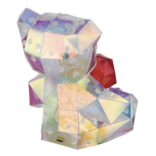 Stolní lampa, plast čirý a červený, křišťálový efekt, dotykový vypínač a stmívač, bez adaptéru, včetně kabelu USB, USB-C, doba nabíjení cca 3 hodiny a doba svícení cca 6 hodin, svítí během nabíjení, DxŠxV:140x130x170mm, LED 0,5W 3V, 3500K