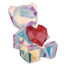 Stolní lampa, plast čirý a červený, křišťálový efekt, dotykový vypínač a stmívač, bez adaptéru, včetně kabelu USB, USB-C, doba nabíjení cca 3 hodiny a doba svícení cca 6 hodin, svítí během nabíjení, DxŠxV:140x130x170mm, LED 0,5W 3V, 3500K