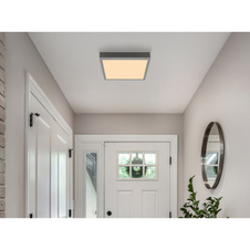 Stropní svítidlo, hliník stříbrný, tmavě šedý MDF, bílý plast, DxŠxV: 300x300x60mm, včetně LED 12W 230V, zdroj 1250lm, výkon 600lm, 3000K