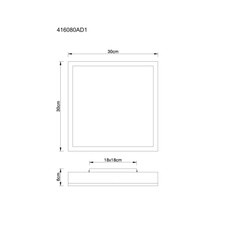 Stropní svítidlo, hliník stříbrný, tmavě šedý MDF, bílý plast, DxŠxV: 300x300x60mm, včetně LED 12W 230V, zdroj 1250lm, výkon 600lm, 3000K
