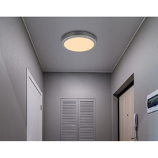 Stropní svítidlo, hliník stříbrný, MDF šedá tmavá, plast bílý, ø: 300mm, V: 85mm, včetně LED 12W 230V, zdroj 1250lm, výkon 600lm, 3000K