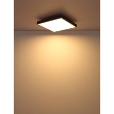Stropní svítidlo, hliník stříbrný, tmavě šedý MDF, bílý plast, DxŠxV: 450x450x65mm, včetně LED 24W 230V, zdroj 2500lm, výkon 1200lm, 3000K