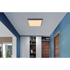 Stropní svítidlo, hliník stříbrný, tmavě šedý MDF, bílý plast, DxŠxV: 450x450x65mm, včetně LED 24W 230V, zdroj 2500lm, výkon 1200lm, 3000K