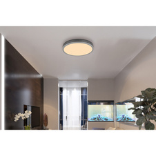 Stropní svítidlo, hliník stříbrný, MDF šedá tmavá, plast bílý, ø: 450mm, V: 85mm, včetně LED 24W 230V, zdroj 2500lm, výkon 1200lm, 3000K