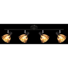 Stropní svítidlo, černý matný kov, chrom, kouřové sklo, saténový povrch, pohyblivé, DxŠxV: 700x130x190mm, bez žárovek 4xE14, max. 40W 230V