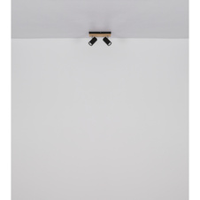 Stropní svítidlo, černý matný kov, tmavě hnědé dřevo, otočné, DxŠxV: 410x80x125mm, V: 125mm, bez žárovek 3x GU10 25W 230V