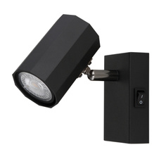 Nástěnné svítidlo, kov černý mat, hliník černý mat, vypínač, ŠxV: 70x140mm, V: 145mm, bez žárovky 1xGU10, max. 25W 230V