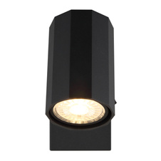 Nástěnné svítidlo, kov černý mat, hliník černý mat, vypínač, ŠxV: 70x140mm, V: 145mm, bez žárovky 1xGU10, max. 25W 230V