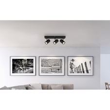 Stropní svítidlo, kov černý, hliník černý, DxŠxV: 390x60x145mm, bez žárovek 3x GU10, max. 25W 230V