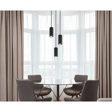 Závěsné svítidlo, kov černý matný, hliník černý matný, kabel PVC černý, výška lze zkrátit, ø: 210mm, V: 1200mm, bez žárovek 3x GU10, max. 25W 230V