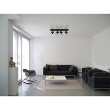 Stropní svítidlo, kov černý matný, hliník černý matný, DxŠxV: 530x60x145mm, bez žárovek 4x GU10, max. 25W 230V