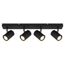 Stropní svítidlo, kov černý matný, hliník černý matný, DxŠxV: 530x60x145mm, bez žárovek 4x GU10, max. 25W 230V