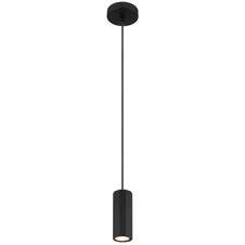 Závěsné svítidlo, kov černý matný, hliník černý matný, kabel PVC černý, výška lze zkrátit, ø: 100mm, V: 1200mm, bez žárovky 1xGU10, max. 25W 230V