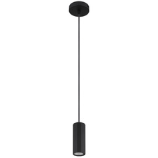 Závěsné svítidlo, kov černý matný, hliník černý matný, kabel PVC černý, výška lze zkrátit, ø: 100mm, V: 1200mm, bez žárovky 1xGU10, max. 25W 230V