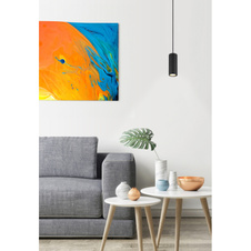 Závěsné svítidlo, kov černý matný, hliník černý matný, kabel PVC černý, výška lze zkrátit, ø: 100mm, V: 1200mm, bez žárovky 1xGU10, max. 25W 230V