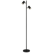 Stojací lampa, kov černý mat, hliník černý mat, kabel PVC černý, nožní vypínač na kabelu, DxŠxV: 270x220x1580mm, délka kabelu 1800mm, bez žárovek 2xGU10, max. LED 5W 230V