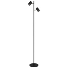 Stojací lampa, kov černý mat, hliník černý mat, kabel PVC černý, nožní vypínač na kabelu, DxŠxV: 270x220x1580mm, délka kabelu 1800mm, bez žárovek 2xGU10, max. LED 5W 230V