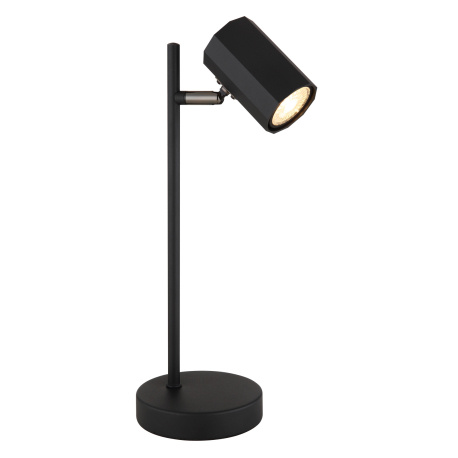 Stolní lampa, kov černý mat, hliník černý mat, kabel PVC černý, kolébkový vypínač na kabelu, DxŠxV: 165x120x350mm, délka kabelu 1500mm, bez žárovky 1xGU10, max. LED 5W 230V