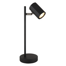 Stolní lampa, kov černý mat, hliník černý mat, kabel PVC černý, kolébkový vypínač na kabelu, DxŠxV: 165x120x350mm, délka kabelu 1500mm, bez žárovky 1xGU10, max. LED 5W 230V