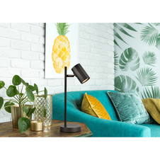 Stolní lampa, kov černý mat, hliník černý mat, kabel PVC černý, kolébkový vypínač na kabelu, DxŠxV: 165x120x350mm, délka kabelu 1500mm, bez žárovky 1xGU10, max. LED 5W 230V