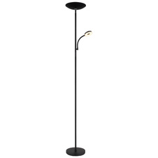 Stojanové svítidlo, kov/plast černý/bílý, dotyk. zapínání/vypínání, stmívatelné, plynule nastavitelný bod. stmívač, ø:250mm, V:1790mm, délka kabelu 1800mm, čtecí světlo ø:93mm, LED 20W 230V, 150-1100lm, CCT 3000/4000/6500K, LED 5W 230V, 330lm, 3000K.