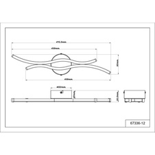 Stropní svítidlo, kov černý mat, hliník černý mat, plast bílý, DxŠxV: 476x100x56mm, včetně LED 12W 230V, zdroj 1280lm, výkon 560lm, 3000K