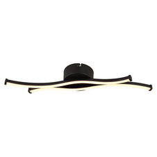 Stropní svítidlo, kov černý mat, hliník černý mat, plast bílý, DxŠxV: 476x100x56mm, včetně LED 12W 230V, zdroj 1280lm, výkon 560lm, 3000K