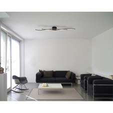 Stropní svítidlo, kov černý mat, hliník černý mat, plast bílý, DxŠxV: 1104x130x56mm, včetně LED 30W 230V, zdroj 3550lm, výkon 1300lm, 3000K