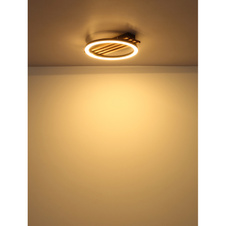 Stropní svítidlo, kov černý mat, MDF vzhled tmavého dřeva, černý matný plast, bílý plast, DxŠxVxH: 340x300x60mm, včetně LED 12W 230V, zdroj 1250lm, výkon 600lm, 3000K