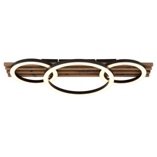 Stropní svítidlo, kov černý mat, MDF vzhled tmavého dřeva, plast černý, plast bílý, ø: 300mm, V: 95mm, 1. kruh ø: 300mm, 2. kruh ø: 200mm, včetně LED 24W 230V, zdroj 2450lm, výkon 1200lm, 3000K