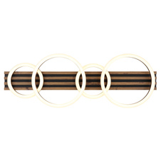 Stropní svítidlo, kov černý mat, MDF vzhled tmavého dřeva, černý matný plast, bílý plast, DxŠxV: 860x300x95mm, 2 kruhy ø: 300mm, 2 kruhy ø: 200mm, včetně LED 30W 230V, zdroj 3100lm, výkon 1500lm, 3000K