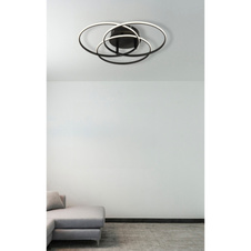 Stropní svítidlo, kov černý matný, hliník černý matný, plast bílý, otočné/výklopné, ø: 456mm, V: 94mm, včetně LED 40W 230V, zdroj 4680lm, výstup 2920lm, 4000K