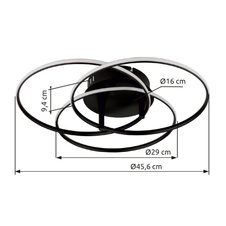 Stropní svítidlo, kov černý matný, hliník černý matný, plast bílý, otočné/výklopné, ø: 456mm, V: 94mm, včetně LED 40W 230V, zdroj 4680lm, výstup 2920lm, 4000K