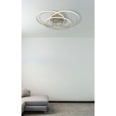 Stropní svítidlo, kov kartáčovaný nikl, hliník kartáčovaný nikl, bílý plast, otočné/výklopné, ø: 456 mm, V: 94 mm, včetně LED 40W 230V, zdroj 4680lm, výstup 3520lm, 4000K