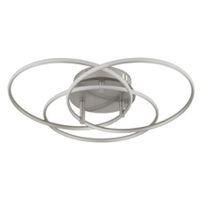 Stropní svítidlo, kov kartáčovaný nikl, hliník kartáčovaný nikl, bílý plast, otočné/výklopné, ø: 456 mm, V: 94 mm, včetně LED 40W 230V, zdroj 4680lm, výstup 3520lm, 4000K