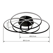 Stropní svítidlo, kov černý mat, hliník černý mat, plast bílý, otočné/výklopné, ø: 515 mm, V: 114 mm, včetně LED 55W 230V, zdroj 6650lm, výstup 3750lm, 4000K