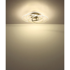 Stropní svítidlo, kov kartáčovaný nikl, hliník kartáčovaný nikl, bílý plast, otočné/výklopné, ø: 515 mm, V: 114 mm, včetně LED 55W 230V, zdroj 6650lm, výstup 4650lm, 4000K