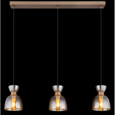 Závěsné svítidlo, matný kov v barvě cappuccino, sklo jantar, černý PVC kabel, výškově nastavitelné, DxŠxV: 650x130x1200mm, bez žárovek 3xE14, max. 40W 230V