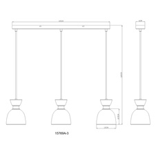 Závěsné svítidlo, matný kov v barvě cappuccino, sklo jantar, černý PVC kabel, výškově nastavitelné, DxŠxV: 650x130x1200mm, bez žárovek 3xE14, max. 40W 230V